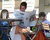 Viewing up skirts under the table