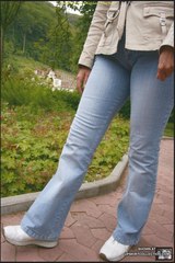 Yummy wife talks a walk with a cameltoe